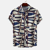 Менс Плус Големина Блузи Обични Хаваи Копче За Печатење Затворање Кошула Блуза Каки 4