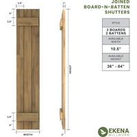 Ekena Millwork 1 2 W 72 H Americraft Три надворешни работи на табла Реал Вуд се придружи на одборот-н-batten ролетни, без starвездени