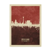 Трговска марка ликовна уметност 'Düsseldorf Germany Skyline Red II' Canvas Art by Michael Tompsett