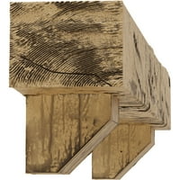 Ekena Millwork 8 H 10 D 48 W Hand Hewn Fau Wood Camplace Mantel комплет со Ashford Corbels, природен бор, природен бор