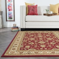 Традиционален килим за површина) Цветно црвено, беж затворен затворен сет лесен за чистење