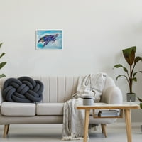 СТУПЕЛ ИНДУСТРИИ Прекрасна морска желка пливање запрепастена вода што се распрскува со бели врамени уметнички печатени wallидови,