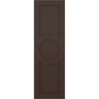 Ekena Millwork 12 W 62 H TRUE FIT PVC Center Circle Arts & Занаети Фиксни монтажни ролетни, Raisin Brown