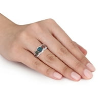 Miabella Carat Carat T.D.W. Мулти-обоен дијамантски прстен со мулти-бои родиум позлата со сребрен прстен на кластерот