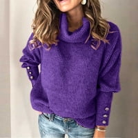 Женска Маичка Плетена Пуловер Џемпер Џемпер Врвови Со Долг Ракав Џемпер Со Еднобоен Џемпер Со Цврста Боја Секојдневна Облека
