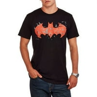 Машки DC Comics Batman Batman Dark Knight Red и Black Batwing Logo сјае во темната графичка маица