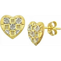 10KT златни дијамантски обетки од срцев обетка