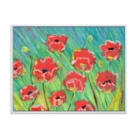 DesignArt 'Gouache of Blouming Red Poppies, традиционално врамено платно wallидно печатење