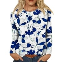 Строген Женски Моден Секојдневен Печатење Со Долги Ракави Кружен Врат Пуловер Врвна Блуза