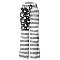 Долги Панталони За Жени Жени Американско Знаме Врвка За Влечење Широки Панталони За Нозе Хеланки Сива Л