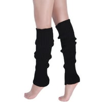 Жени Мода Пресврт Плетени Нога Затоплувачи Чорапи Подигање Покритие Нога Чорапи, Црна