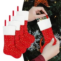 Божиќни Чорапи Златна Ѕвезда Со Бела Кадифена Облога Класични Персонализирани Големи Црвени Божиќни Чорапи Украси За Семејни