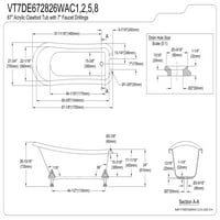 Aqua Eden VT7DE672826WAC Акрилна када со када со дупчење со тапа, бело масло нанесува бронза