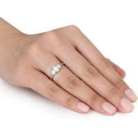 Карат Т.Г.В. Опал и дијамант-акцент 10kt бело злато три камен прстен