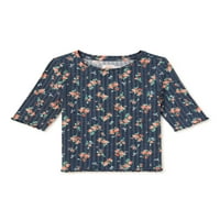 Wonder Nation Girls Girls Sleeve Plit Rib Top, големини 4- & Plus