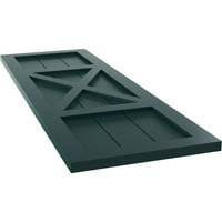 Ekena Millwork 18 W 53 H TRUE FIT PVC Center X-Board Farmhouse Fixed Mount Sulters, Thermal Green