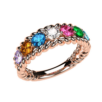 Нана јаже Мајка прстен 1- Избрани симулирани родилни камења, возрасни женски розови злато позлатена големина12-камен1010
