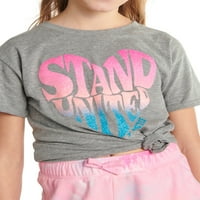 Правда Девојки за кратки ракави за кратки ракави манжетната манжетна маица, 2-пакет, големини xs -xxl