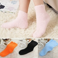 Жени Девојка Зима Топло Згуснување Корално Руно Меки Еднобојни Чорапи За Спиење