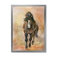 DesignArt 'Апстракт портрет на прекрасен коњски костен II' Фарма куќа врамена уметничка печатење