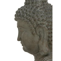 24 42 Сив Полистон Медитирачка Скулптура На Буда Со Врежани Резби И Релјефни Детали