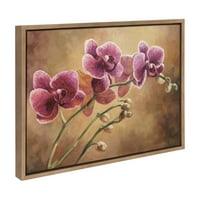 Кејт и Лорел Силви виолетова орхидеја врамена платно wallидна уметност од Лори Сноу Хајн Голд Декоративна цветна уметност за