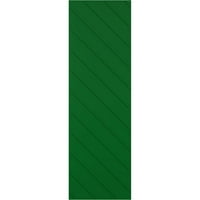 Ekena Millwork 18 W 72 H TRUE FIT PVC Diagonal Slat модерен стил фиксирани ролетни за монтирање, виридијан зелена