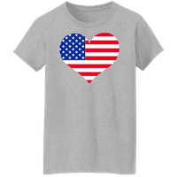 Американска збирка на срце со знаме женска 4 -ми јули Патриотски САД дама графичка маица - срце