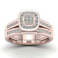 1 2CT TDW Diamond 10K Rose Gold Cluster Bridal Sets