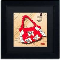 Трговска марка ликовна уметност лак чанта бела на црвена платно уметност од Родерик Стивенс, црна мат, црна рамка
