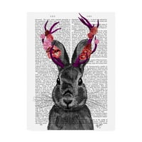 Трговска марка ликовна уметност 'jackalope со платно од платно на розови antlers од фан фанки