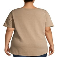 Terra & Sky Women's Plus Size Sharte Relaive Everyday Essential V-вратот маица