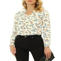 Единствени поволни цени за блуза со долги ракави на женски цвеќиња Исечена кошула со копче за вратот надолу