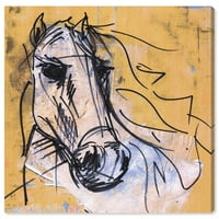 Wynwood Studio Animals Wall Art Canvas Prints 'Carson Kressley - Horse Study' Farm Animal - Yellow, бело