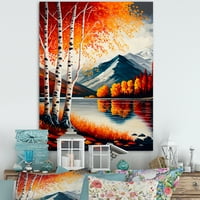 Дизајнрт Црвена и портокалова бреза дрвја од езерото VI Canvas Wallидна уметност