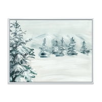 Дизајн на „Снежни борови дрвја на планината“ Традиционално врамено платно wallидно печатење