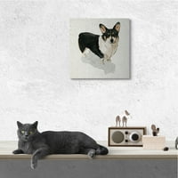 Sulpell Industries Corgi Pet Dog Portreate Soft Neutral Shadow Canvas Wall Art, 24, Design By Grace Popp