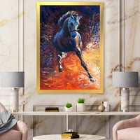 DesignArt 'Портрет на галопинг синиот коњ' фарма куќа врамена уметничка принт