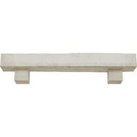 Ekena Millwork 8 H 12 D 48 W Rough Sawn Fau Wood Camplace Mantel комплет W alamo Corbels, бело измиено