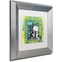 Трговска марка ликовна уметност „Боба Фет“ платно уметност од Дин Русо, бел мат, сребрена рамка