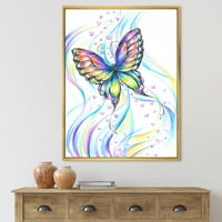 DesignArt 'Iridiscent chartultur butterfly' Традиционална врамена платно wallидна уметност печатење