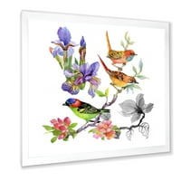 DesignArt 'Шарени птици и тропски цвеќиња I' традиционално врамен уметнички принт