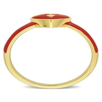 Miaените на Миабела создадоа бел сафир жолто злато блиц, позлатена сребрена црвена емајл срцева прстен