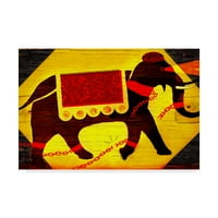Заштитен знак Ликовна Уметност Слон На Жолто Платнена Уметност Од Ентони Фреда
