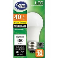 Одлична вредност LED светилки за општа намена, 6W, мека бела, не затемнета, брои
