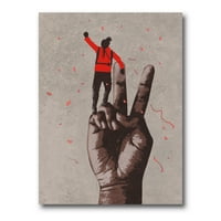 ДизајнАрт „Човек со рака израснат на знак за победа“ Модерно печатење на wallидови од платно