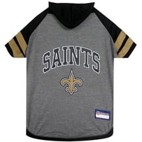 Миленичиња Прва NFL New Orleans Saints NFL Hoodie Tee кошула за кучиња и мачки - кул маица, екипи - средно