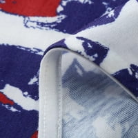 Корашан Жени Блузи Жени Вратоврска Боја Денот На Независноста Мода Печатени Шарени Кратки Ракави Блуза Блузи За Жени