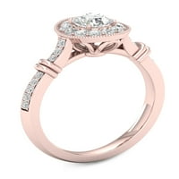 Империјал 3 4CT TDW Diamond 14K Rose Gold Halo Ringing Ring