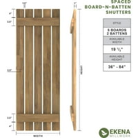 Ekena Millwork 1 2 W 57 H Americraft Пет табла Екстериер вистинско дрво распоредено од табла-n-batten ролетни, без starвездени